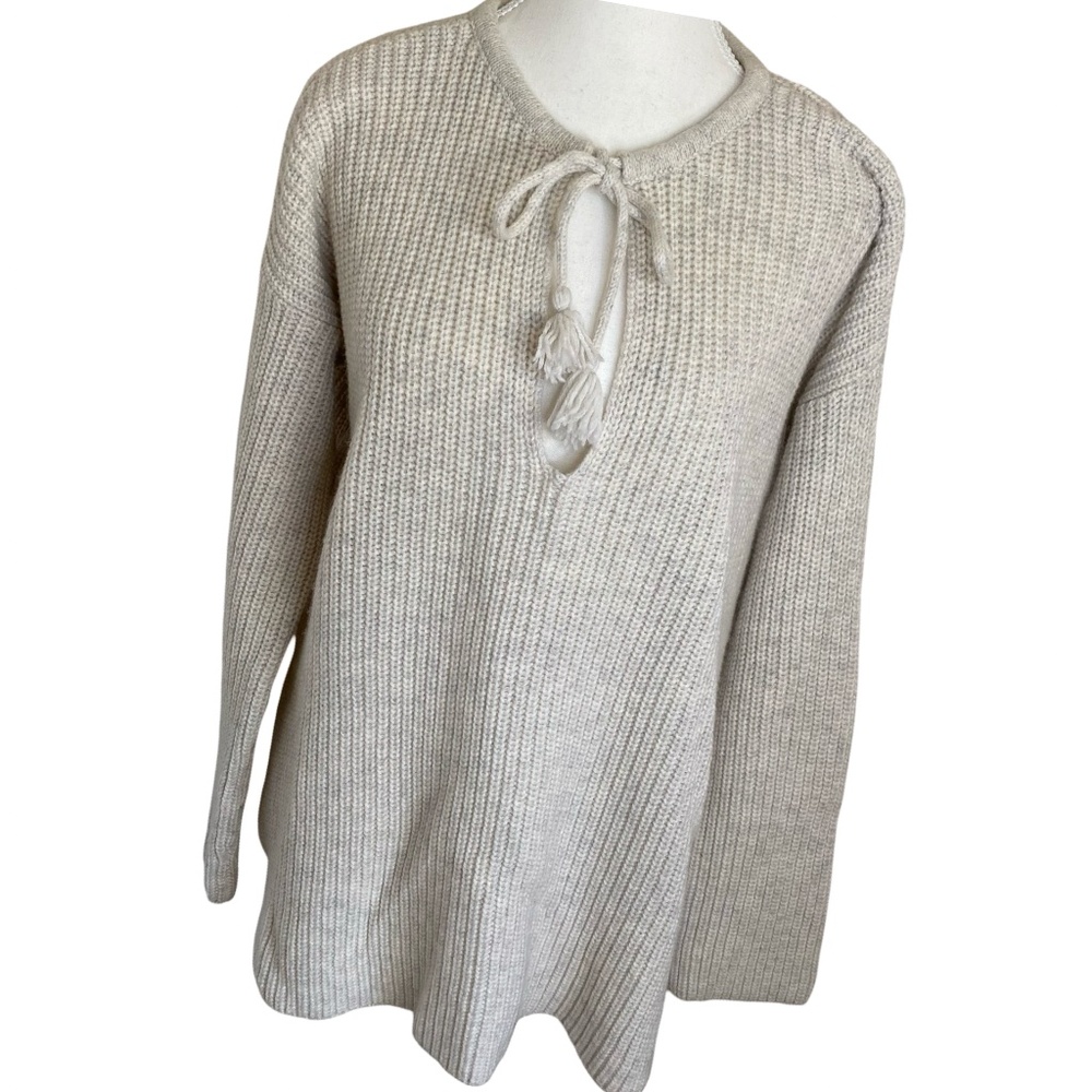 Lou & Grey Ivory/Grey Wool Blend Knit Sweater. Sz- M